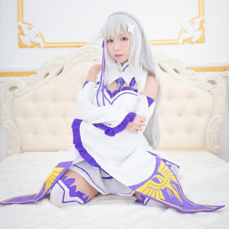 Anime Costumes: Life in a Different World from Scratch Cosplay Emilia Outfit Emilia Cosplay Costume