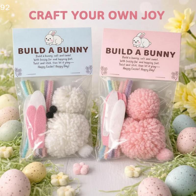 Kids' Easter Basket Stuffers Craft Kit with Cute Stuffed Bunnies