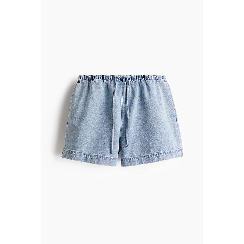 

HM Women s Jeans 2025 Summer New Arrival Loose Soft Drawstring Straight Elastic Waist Shorts 1275095