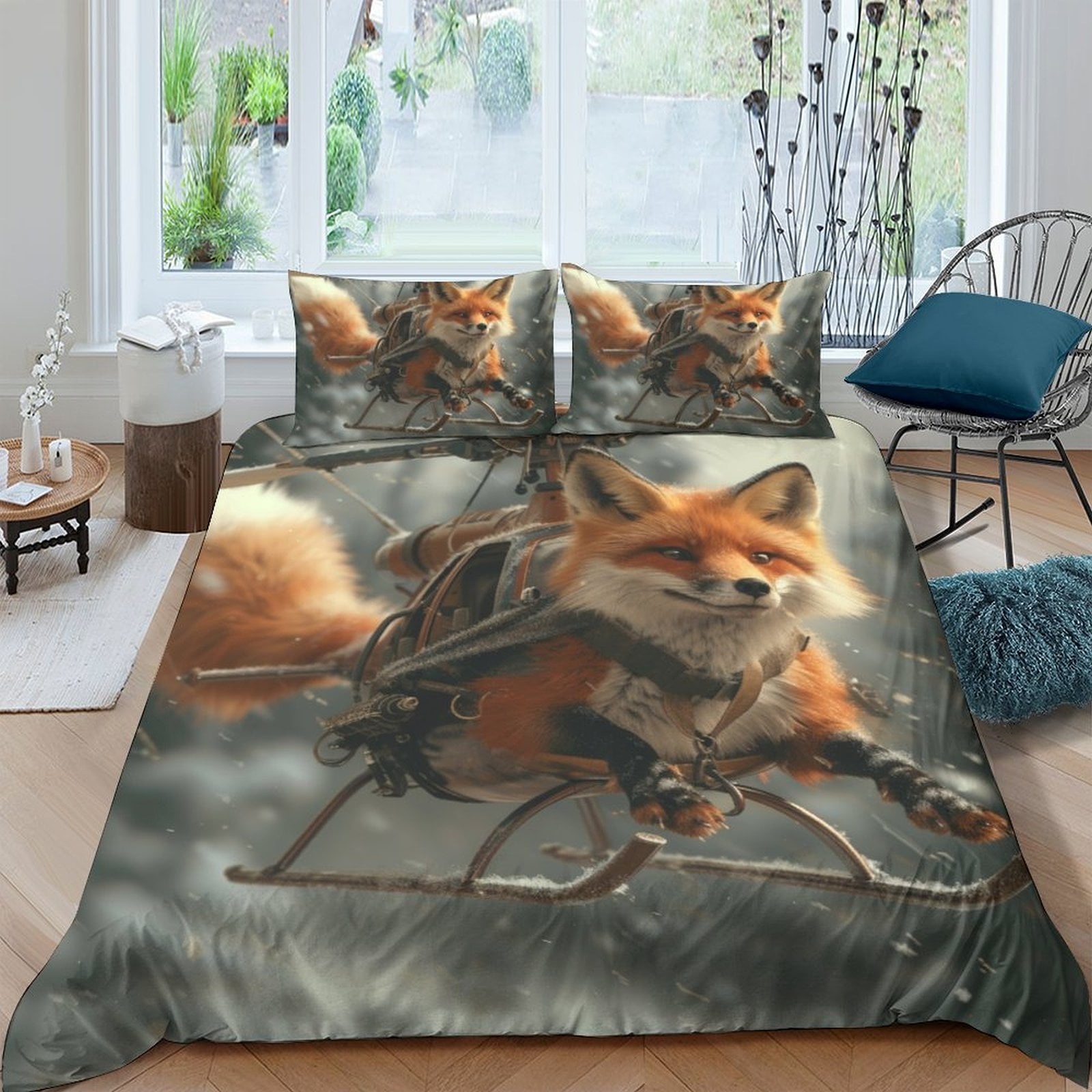 

Fox Soft Duvet Covers Beding Set Printed Soft Duvet Cover Comfortable Quilt Cover Suitable Children Kids plus Adult Peoples Warm Soft Comfortable 135*200cm Eu-Single