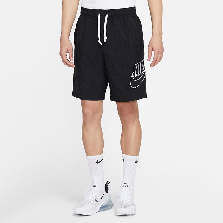 Nike Logo Embroidered Drawstring Mid-Waist Letter Print Sports Shorts Men Bottoms Black DB3811-010