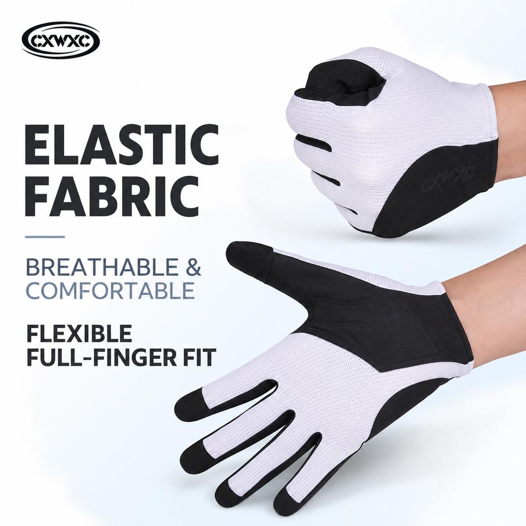 CXWXC Full Finger Cycling Gloves SBR Shock Absorbing Breathable Non Slip Touchscreen Gloves for Mountain Road Bike Riding