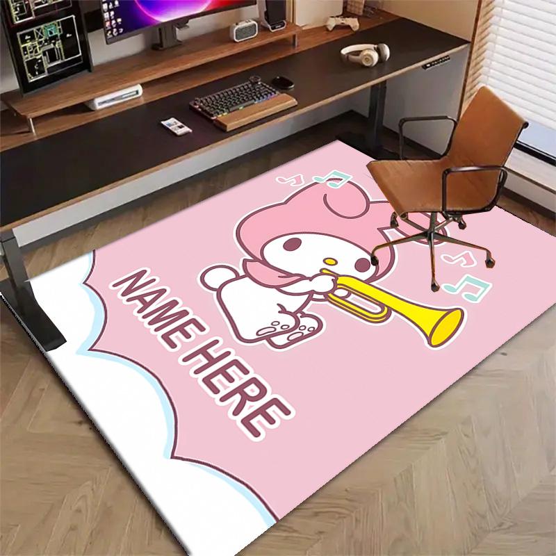 Custom Melody Mat Personalized Name, Polyester Washable Indoor Entryway Rug, Gift for Christmas, Easter, Thanksgiving Day