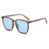 New Retro Polygonal Large Frame Sunglasses with Wood Grain Temples - Korean Style Trendy Women's Eyewear.