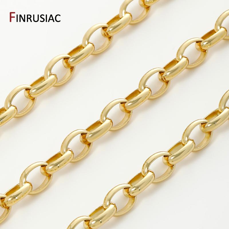 18K Gold Plated Brass Oval Chain for Jewelry Making,7*10mm Large Heavy Chunky Chain For DIY Necklace Bracelet Making Findings