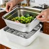 1/2Pcs Stainless Steel Square Drain Basin with Scale Storage Basin Strainer Rice Washing Basket Kitchen Fruit Draining Rinsing