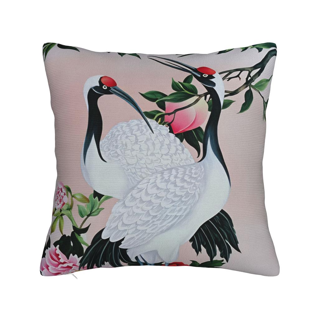 Chinese Style Crane Pillow Case Print Pillow Cover Funny Pillowcases For Sofa Car Home Decor