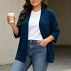 Women's Plus Size Cardigan Top Color 3/4 Sleeve Casual Everyday Wear