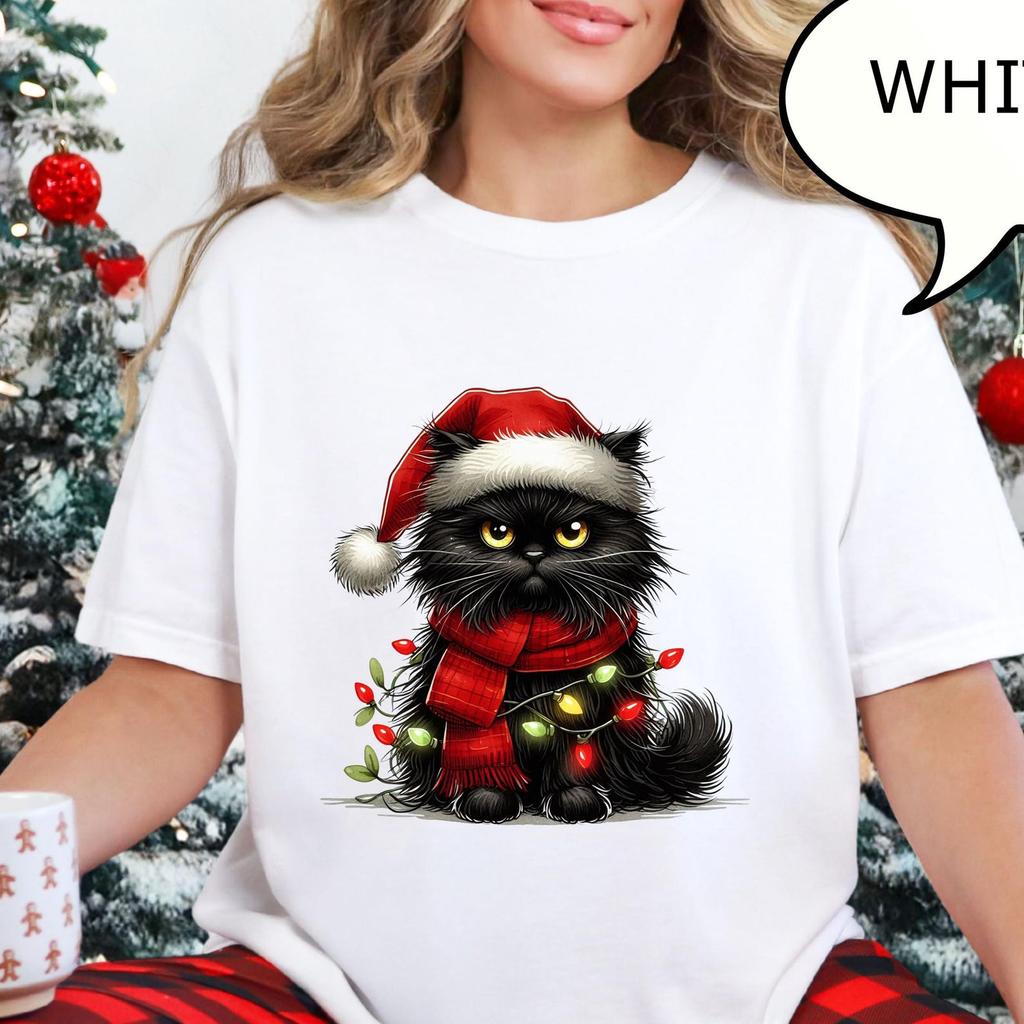 Comfort Colors® Christmas Cat T-Shirt, Funny Christmas Shirt, Cat Lover Xmas Gift, Cat Owner Shirt, Xmas Holiday Shirt, Animal Lover Shirt