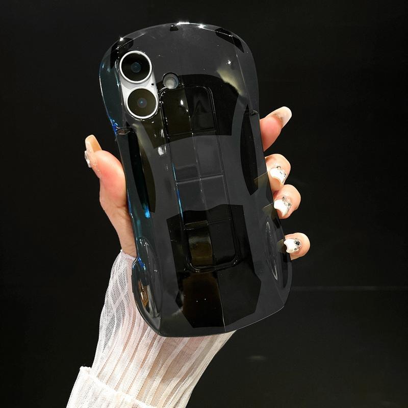 

Чохол для телефону 3D у формі автомобіля однотонний для iPhone 16 Pro Max 15 14 Pro 13 12 11 глянсовий протиударний жорсткий ПК гібридний силіконовий з м яким краєм бампер iPhone 13 Pro сірий колір