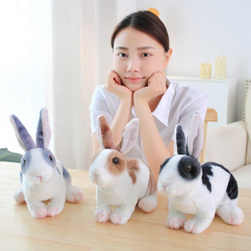 Realistic Adorable Plush Rabbits Lifelike Animal Bunny Simulation Rabbit Toy Photo Props Model Birthday Gift for Kids Baby