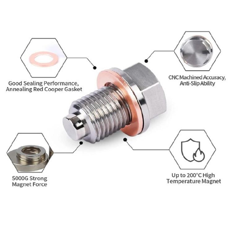 Magnetyczny Korek Oleju Samochód Motocykl Ulepszanie Konserwacji Silnika Pielęgnacja ze Stali Nierdzewnej M12x1.25/M12x1.75/M14x1.5
