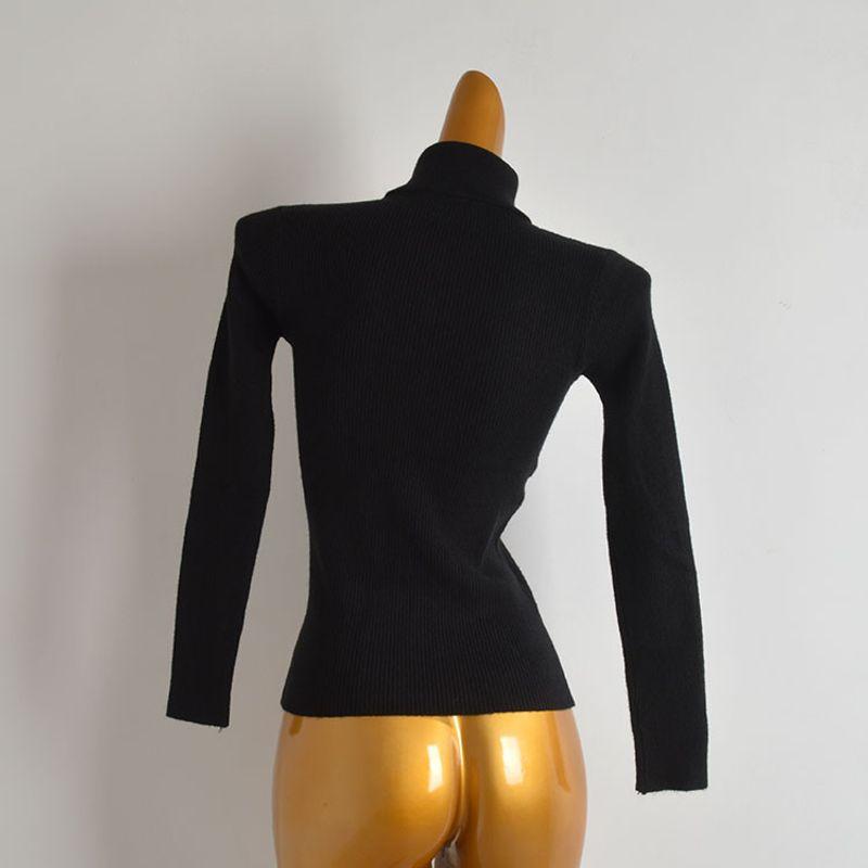 Fall and Winter New Arrival Zipper Turtleneck Pullover Long Sleeve Knitwear Women's Clothing Silm Slimming Inner Short Bottoming Shirt Tops
