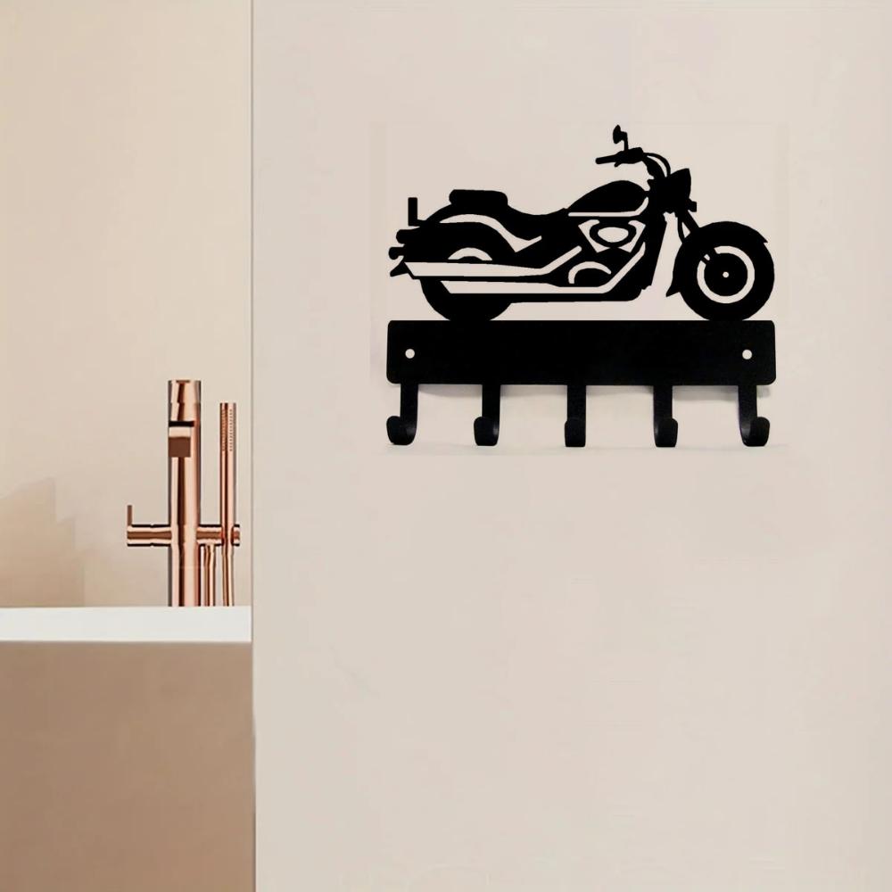 Kryssarmotorcykel Nyckelhållare Hängare Nio Tum Bred Metall Väggkonst Badrumshållare Organizer Förvaring Nio Tum Motorcykel