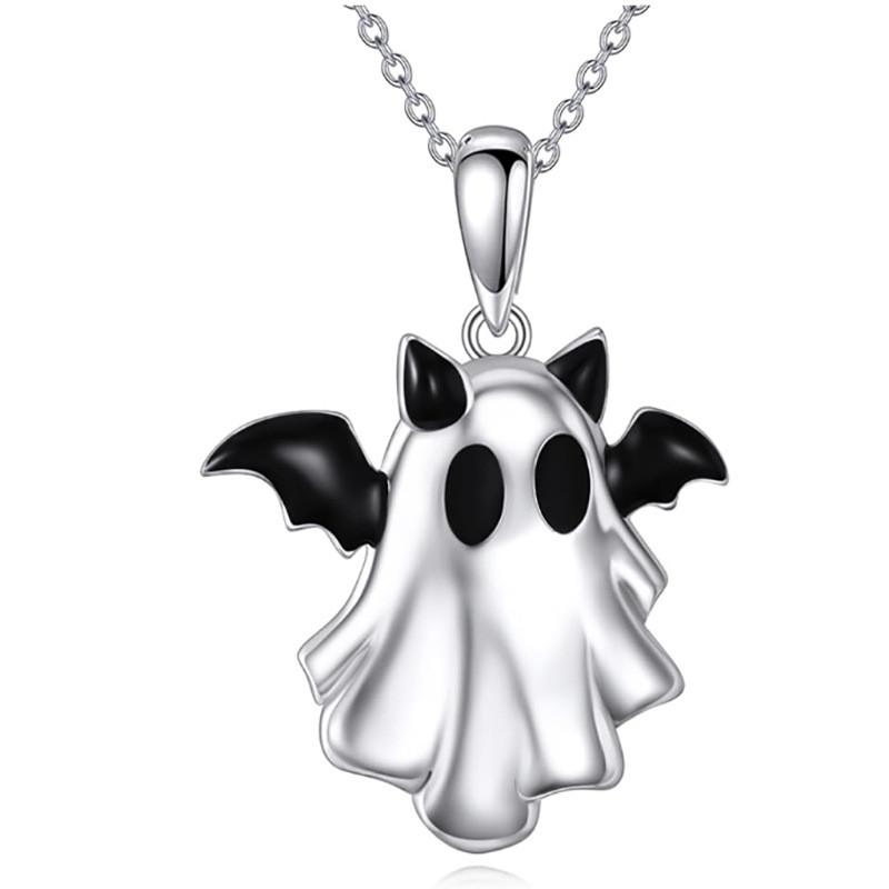 Ghost Halloween Pendant Necklace With Zinc Alloy Material For Holiday Accessory