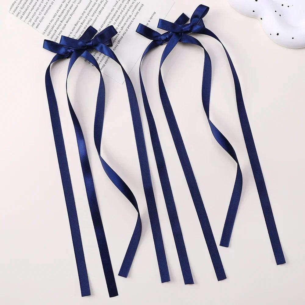 2 Pcs Fabric Hair Bow Hairpin for Women Girls Ribbon Hair Clips Headwear Black White Bow Top Clip Female Hair Accessories