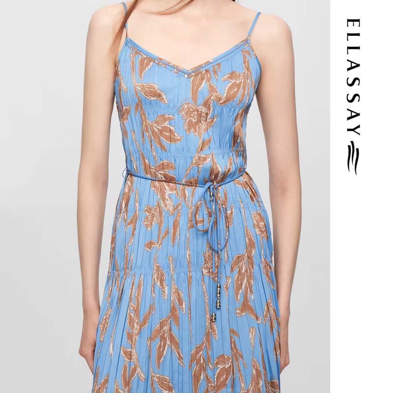 ELLASSAY Women's Floral Shirred Strap Midi Dress