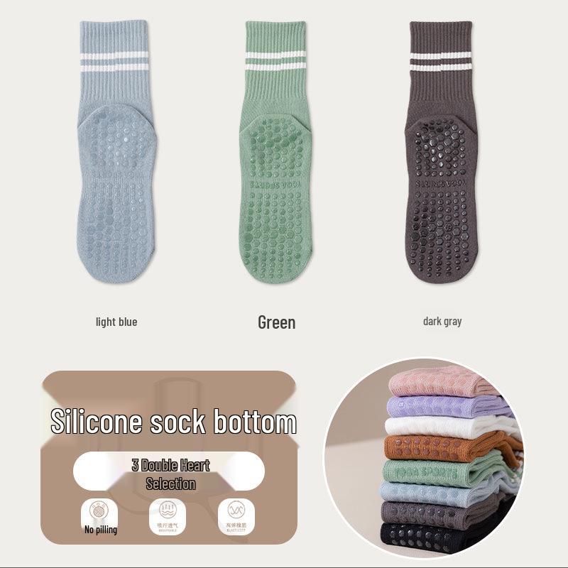 Non-Slip Silicone Yoga & Pilates Socks for Adults - Mid-Calf Length, Ideal for Indoor Sports, Dance, and Fitness Activities