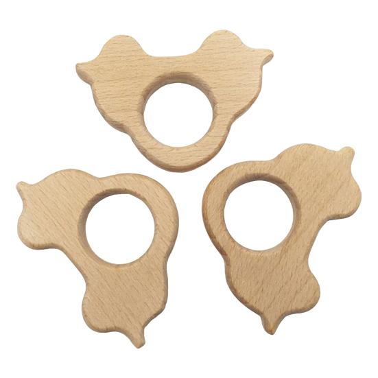 Brinquedos Mordedores de Madeira para Bebês Mordedores Naturais de Madeira de Faia para Bebês Anéis de Dentição Educacionais com Formas de Animais