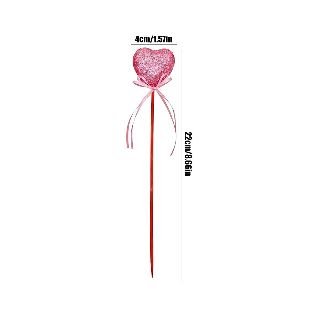 10pcs Valentine's Day Glitter Heart Decor Picks Red Pink Ribbon Ornaments Wedding Party Flower Arrangement Table Decor