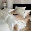 Luxurious Jacquard Sateen 60S Cotton 4-Piece Bedding Set: Pure Cotton Sheets and Duvet Cover