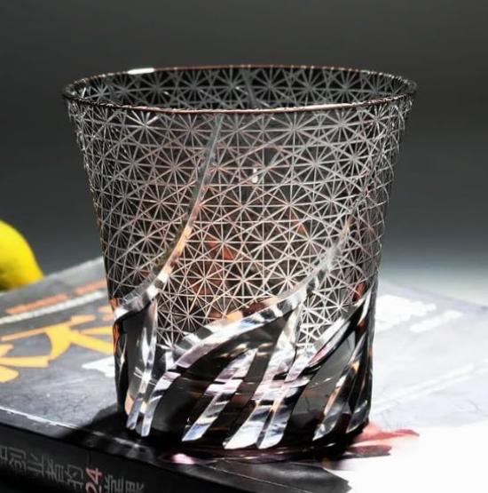 Kiriko Rocks Beer Whiskey Shochu Dishwasher 240ml Glass, Glass, Glass, Glass, Glass, Safe, (Purple)