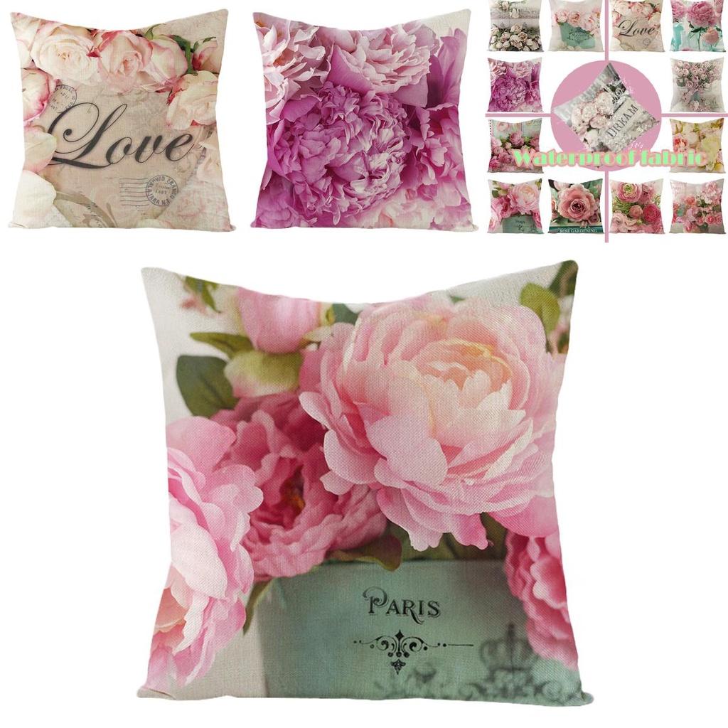 Beautiful Flower Printed Cushion Cover With Splash Waterproof Design For Home Decor