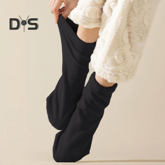 1 Pair Sleeping Socks Solid Color Double-Sided Fleece Women Socks High Elasticity Breathable Warm Sock Liners