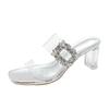 Wearing High-heeled Sandals for Women's 2025 New Summer Korean Version Rhinestone Fairy Style Fashion Sandals Zapatos Mujer