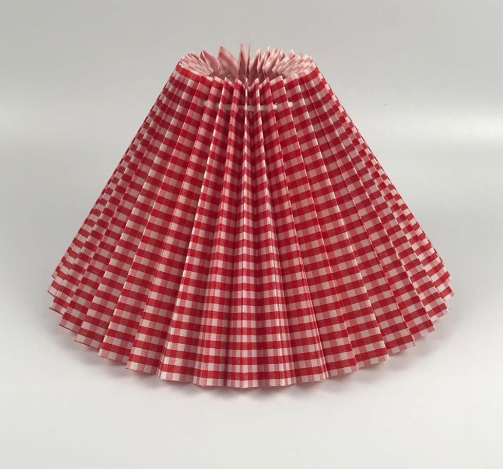 Ceramic Lamp with Retro Pleated Fabric Shade for Living Room or Bedroom Table