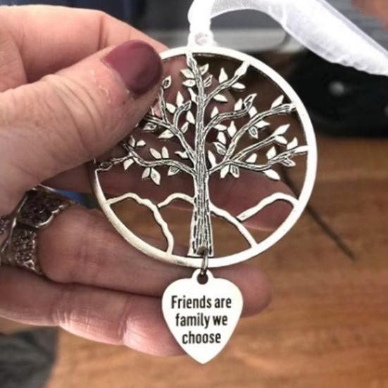 Christmas Friendship Charm Gift Metal Hanging Snowflake/Star/Round/Snowman Shaped Decoration with Blessing