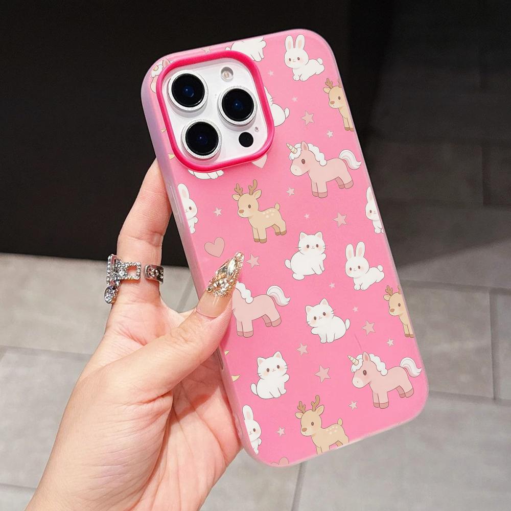 Animes Puppy Kitten Jelly Double Layer Rose Red Mobile Phone Case for iPhone 17 16 15 14 13 12 11 Air Pro Max Plus Protective