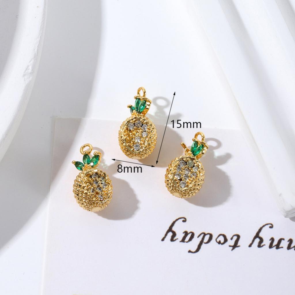2 PCs Brass Charms 18K Gold Plated 3D Fruit Cherry Peach Strawberry Grape Pendants For Jewelry Making Necklace Bracelet DIY