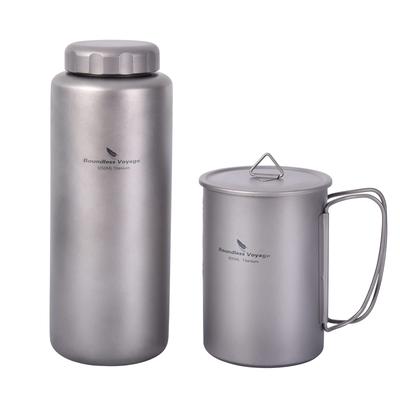 Bidon Boundless Voyage Pure Titanium Wide Large na wodę na zewnątrz z pokrowcem ze sznurkiem 600 ml Butelka, Ustnik, Pojemność, Aktywności z bezpośrednim piciem, Piesza turystyka,