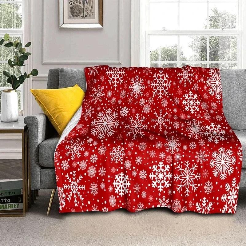 Snowflake Christmas Theme Flannel Throw Blanket Soft Lightweight Warm for Living Room Bedroom Bed Sofa Couch Kids Adults Gifts