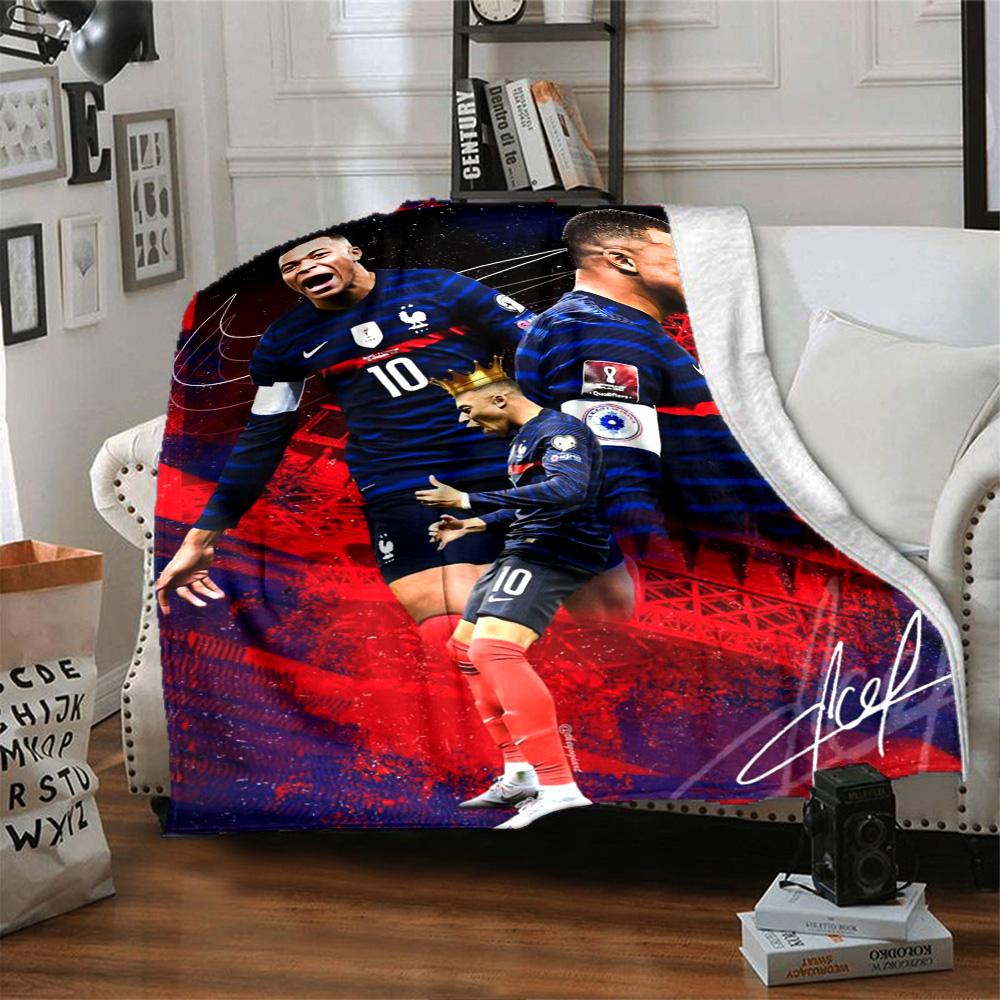 Star Player Kylian Mbappé Blanket Ultra-Soft Perfect for Office Chair Livingroom Chair Four Seasons Multipurpose Modern