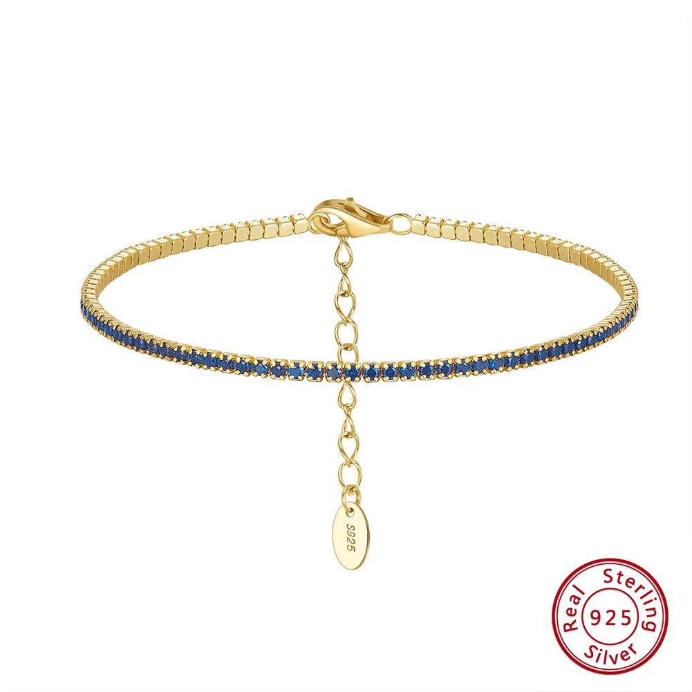 ORSA JEWELS Authentic 925 Sterling Silver Tennis Bracelet Fashion Black&Pink&Blue 4A Zirconia Bracelet Jewelry for Women SB190
