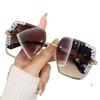 2025 Large Cut-Edge Square Sunglasses with Glittering Starry Rhinestones - Women's UV Protection