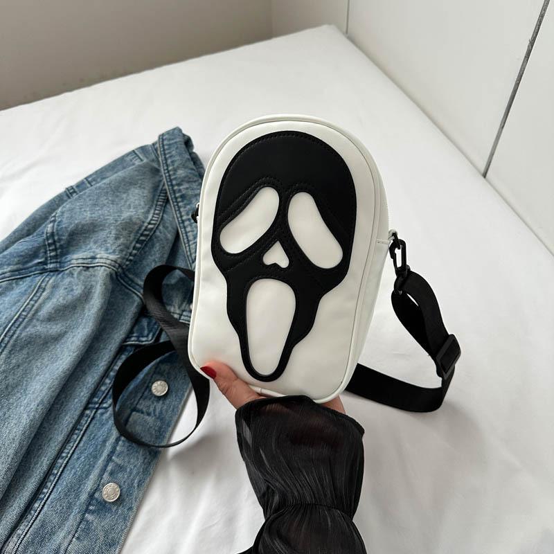 Einzigartige japanische Harajuku-Stil Niedliche Geister-Cartoon Umhängetasche für Frauen in Schwarz und Weiß