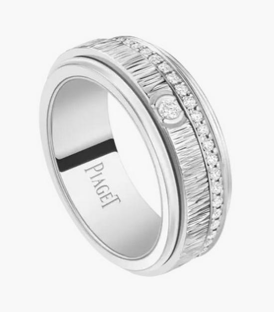 Bo Family 925 Sterling Silver Rotating Diamond-Inlaid Signature Ring Set - Double Row Full Diamond Couple Rings for Luck.