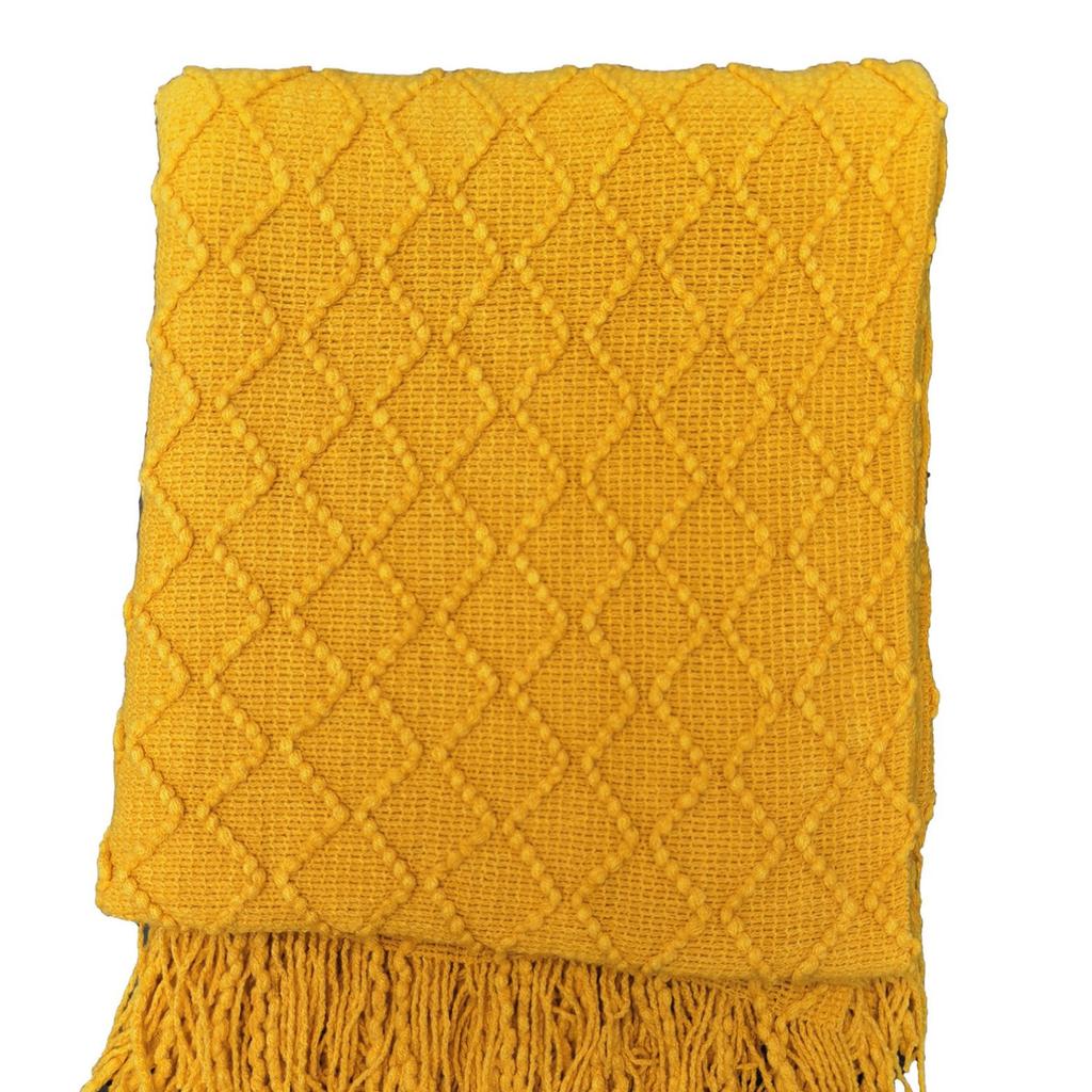 Soft and Comfortable Solid Color Throw Blanket Knitted Sofa Blanket Car Rhombus Air Conditioning Blanket Tassel Nap Wool Blanket