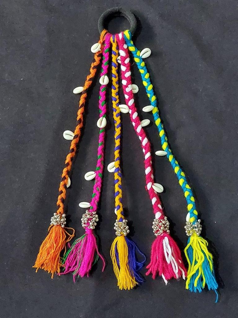 HENIRAG Navratri Look Hair braids with Rubber Bands Girl and Women, Hair Accessory for Everyday Style and Rainbow Braids Extensions Hair Color |