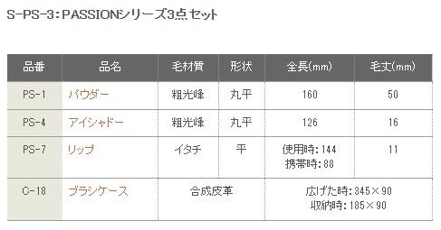 Authentic Kumano Brushes, Chikuhodo S-PS-3A PASSION Series 3-Piece Set, Hiroshima, Makeup Brushes, CHIKUHODO Passion Series