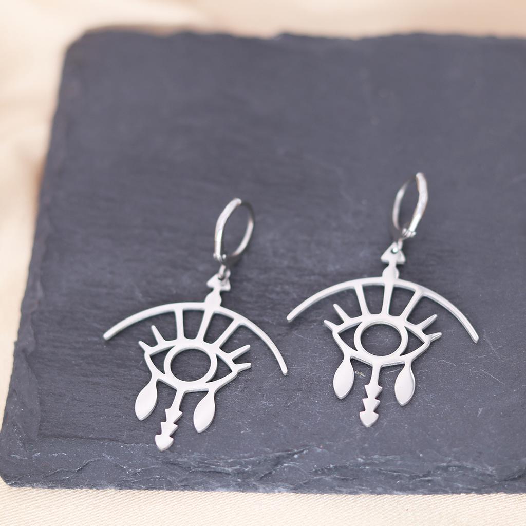 Kinitial Stainless Steel Bulldog Unicorn Dragon Fairy Turtle Sword Death Moth Earrings For Women Trendy Piercing Jewelry