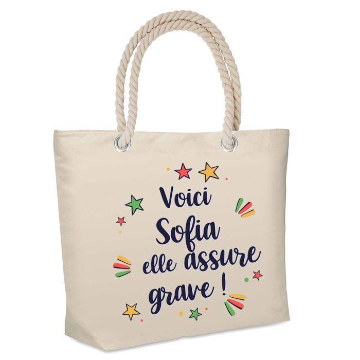 Sac cabas - PLANETEE - Sofia - Jute - Beige - Design imprimé en France