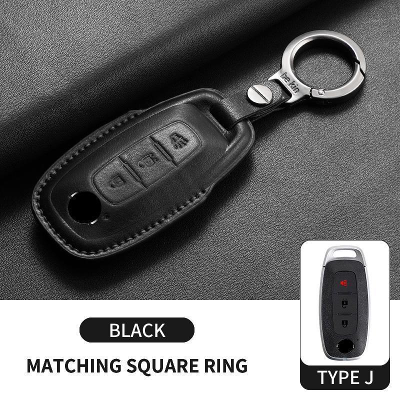 Genuine Leather Auto Key Fob Cover Case Housing Fit For Nissan Teana Qashqai X-Trail Kicks Tiida Auto Smart Key Fob Housing Long-lasting Protective