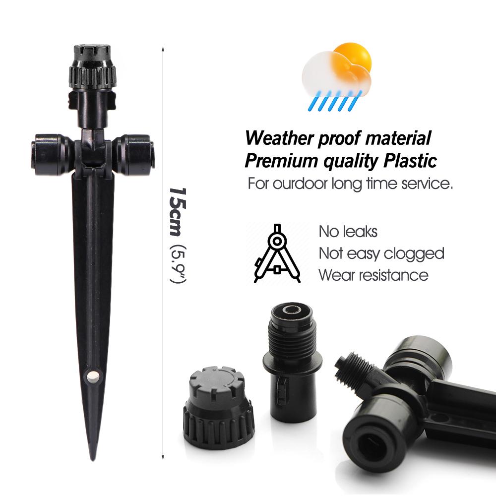 180° Bend Adjustable 8-holes Drippers with Stake Quick Insert Slip Lock Sprinklers Sprayer Garden Irrigation Watering Supplies