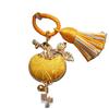 Persimmon Ruyi Song Brocade Keychain: Good Luck Tassel Charm for Backpack or Bag