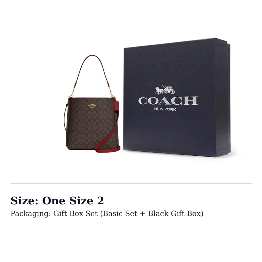 COACH Mollie Coated Canvas With Smooth Leather Bucket Bag, Portable Crossbody Bag, Shoulder Bag 28 Women's Brown CA561-IMRVQ