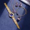 No Gift Box New Fashion Diamond Inlaid Women's Watch Small Fresh Retro Simple Watch   Full Diamond Jewelry 5 Pieces Set